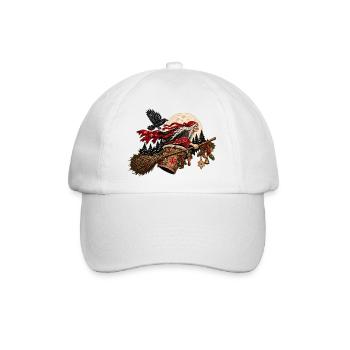 Weihnachts-Baba-Jaga-Design der fliegenden slawischen Hexe - Baseballkappe - Weiß/Weiß - Vorne