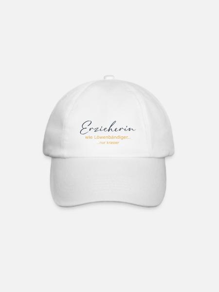 Erzieherin - wie Löwenbändiger, nur krasser - Baseballkappe - Weiß/Weiß