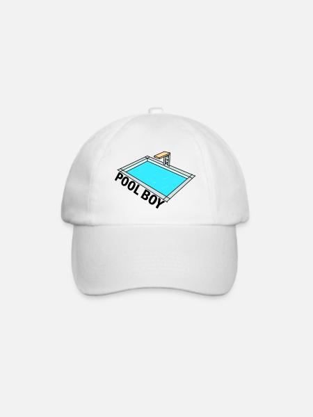 Pool Boy - Pool Junge - Design - Baseballkappe - Weiß/Weiß