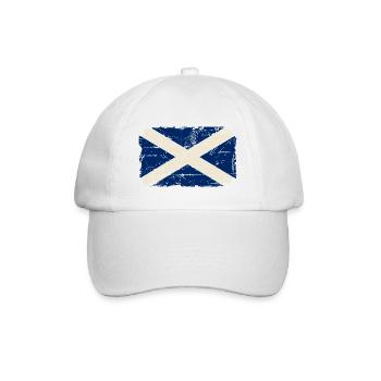 Scotland Flag - Vintage Look - Baseballkappe - Weiß/Weiß - Vorne