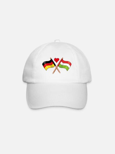 Ich liebe Ungarn Deutschland Fahne Flagge Herz - Baseballkappe - Weiß/Weiß