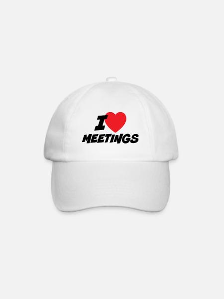 Ich liebe Meetings - Baseballkappe - Weiß/Weiß