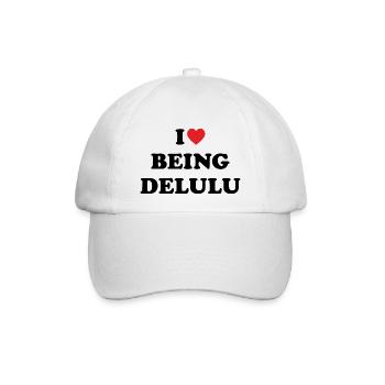 "I love being delulu" // trending designs - Baseballkappe - Weiß/Weiß - Vorne