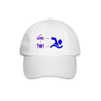 Geschenk für Schwimmer: Eat Sleep Swim Repeat - Baseballkappe - Weiß/Weiß - Vorne