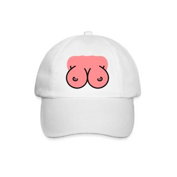 Brüste - Busen - Titten - Baseballkappe - Weiß/Weiß - Vorne