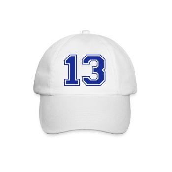 13 - Nummer - Zahl - Baseballkappe - Weiß/Weiß - Vorne