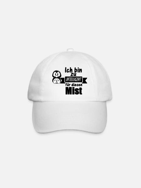 Pinguin Spruch - Zu intelligent Geschenk - Baseballkappe - Weiß/Weiß
