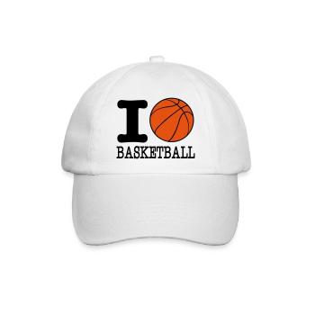 ich liebe Basketball / I Basketball lieben - Baseballkappe - Weiß/Weiß - Vorne