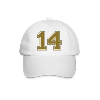 nummer - 14 - Baseballkappe - Weiß/Weiß - Vorne