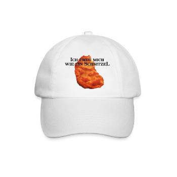 Ich freu mich wie ein Schnitzel - Baseballkappe - Weiß/Weiß - Vorne