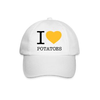 I LOVE POTATOES Kartoffeln Kartoffelbrei - Baseballkappe - Weiß/Weiß - Vorne