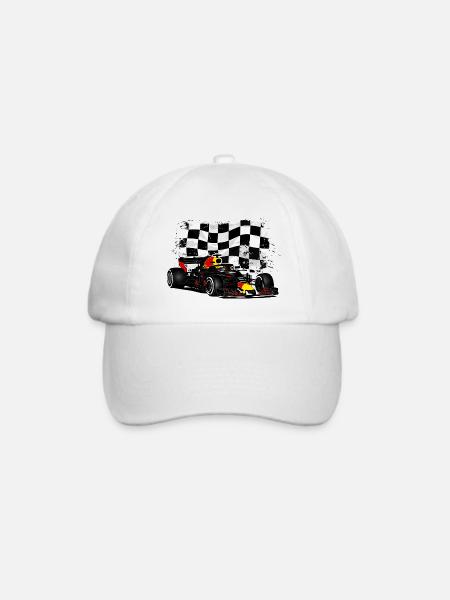 Racecar - Racing car - Racing flag - Baseballkappe - Weiß/Weiß