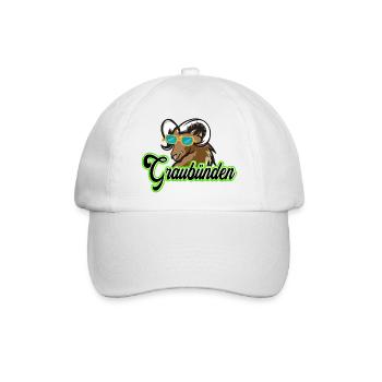 Graubünden Steinbock mit Sonnenbrille - Baseballkappe - Weiß/Weiß - Vorne