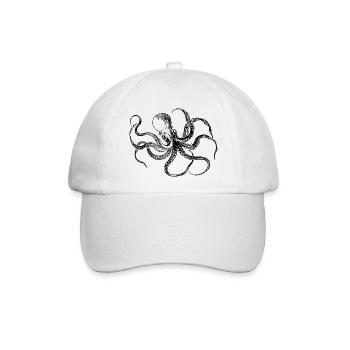 Okkulte Oktopus-Illustration – Vintage-kosmische Kunst - Baseballkappe - Weiß/Weiß - Vorne
