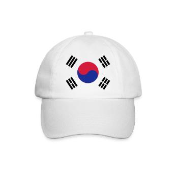 South Korea Flag - Baseballkappe - Weiß/Weiß - Vorne