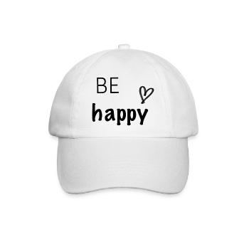 Be happy - Baseballkappe - Weiß/Weiß - Vorne