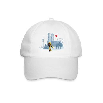 Skyline München mit Münchner Kindl und Herz - Baseballkappe - Weiß/Weiß - Vorne