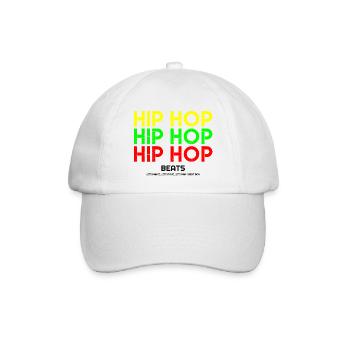 Hip Hop, ich liebe Hip Hop, Hip Hop Hoodies, Hip Hop - Baseballkappe - Weiß/Weiß - Vorne