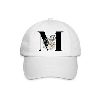 Buchstabe M blühende - Baseballkappe - Weiß/Weiß - Vorne