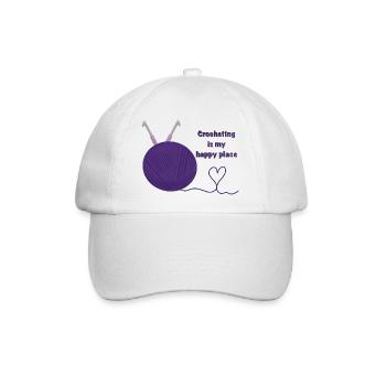 Häkeln ist mein glücklicher Ort - Baseballkappe - Weiß/Weiß - Vorne