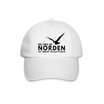 Bei uns im Norden ist nicht alles Flach - Baseballkappe - Weiß/Weiß - Vorne