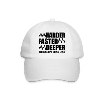 Harder, Faster, Deeper Because CPR Saves Lives 5 - Baseballkappe - Weiß/Weiß - Vorne