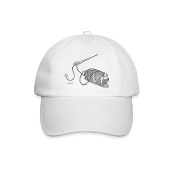 Garnrolle Nadel Und Faden Symbol Zeichnung - Baseballkappe - Weiß/Weiß - Vorne
