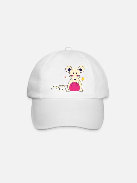 Ratte / Maus - Baseballkappe - Weiß/Weiß