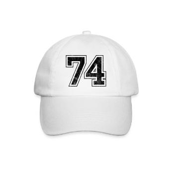 Anzahl 74 - Baseballkappe - Weiß/Weiß - Vorne