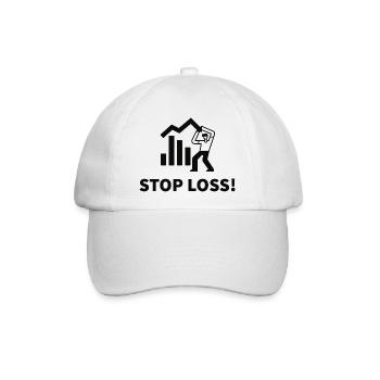 Stop Loss! Verlust realisieren! Trader's Reminder - Baseballkappe - Weiß/Weiß - Vorne