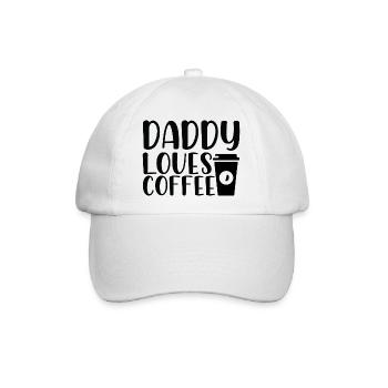 Daddy loves Coffee - Baseballkappe - Weiß/Weiß - Vorne