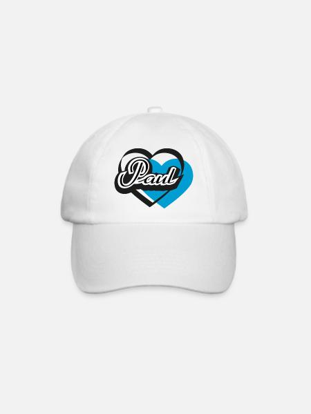 Name Paul Herz - Baseballkappe - Weiß/Weiß