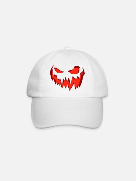 Gruseliges unheimliches Kürbisgesicht Halloween - Baseballkappe - Weiß/Weiß