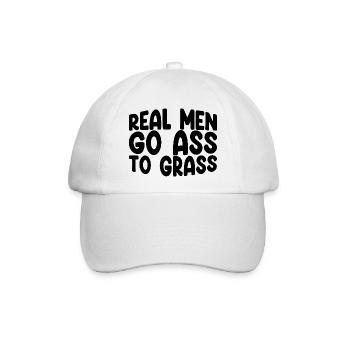 Real Men Go Ass To Grass 3 - Baseballkappe - Weiß/Weiß - Vorne