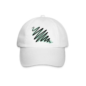 Schwarze und Türkise Wellen - Baseballkappe - Weiß/Weiß - Vorne
