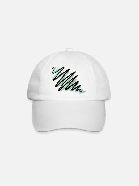 Schwarze und Türkise Wellen - Baseballkappe - Weiß/Weiß