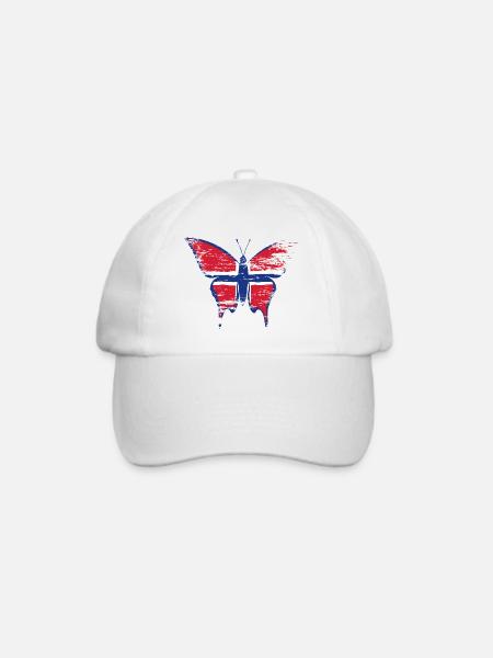 Norwegen Flagge Schmetterling blau - Baseballkappe - Weiß/Weiß