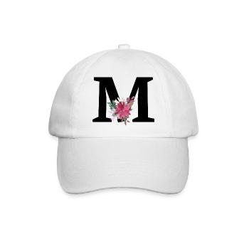 Buchstabe m blumig - Baseballkappe - Weiß/Weiß - Vorne