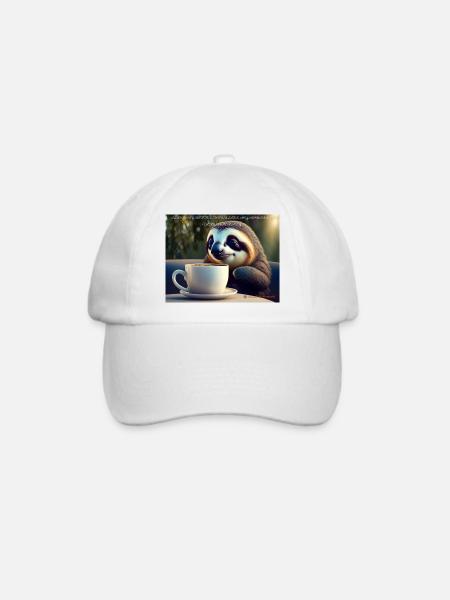 Caffeinated Sloth - Baseballkappe - Weiß/Weiß