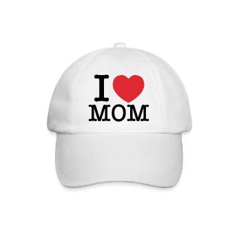 Ich liebe Mama | Mama | Ich Herz-Mama - Baseballkappe - Weiß/Weiß - Vorne