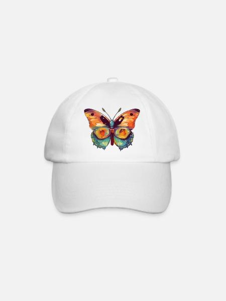 Leo der Brillenschmetterling - Baseballkappe - Weiß/Weiß