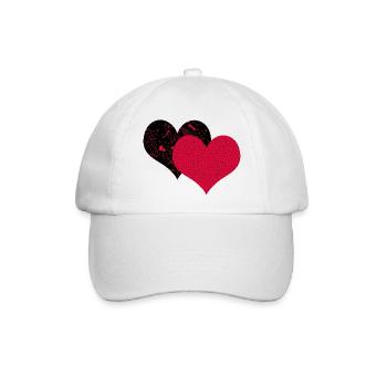 Zwei Herzen - Baseballkappe - Weiß/Weiß - Vorne