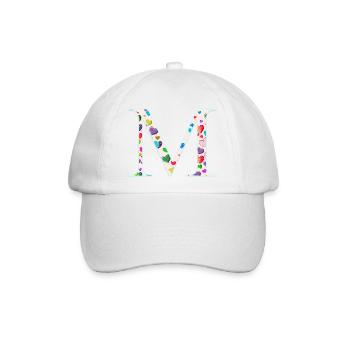 Personalisierbar Monogramm M Herzmuster - Baseballkappe - Weiß/Weiß - Vorne