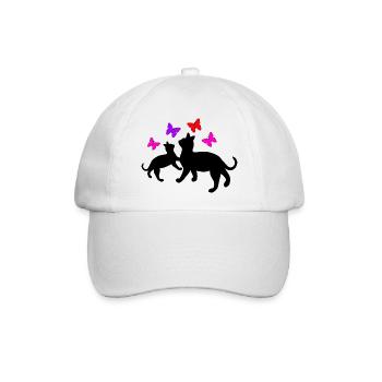 Katzen und Schmetterlinge - Baseballkappe - Weiß/Weiß - Vorne