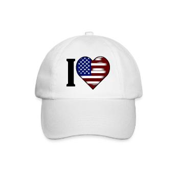 I ♥️ USA | Ich liebe die Vereinigten Staaten - Baseballkappe - Weiß/Weiß - Vorne