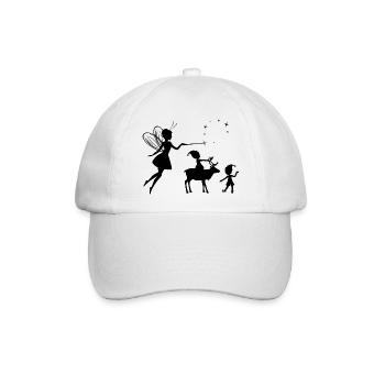 Silhouetten einer Fee und Elfen - Baseballkappe - Weiß/Weiß - Vorne