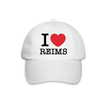 Ich liebe Reims | Reims | I Herz Reims | Frankreich - Baseballkappe - Weiß/Weiß - Vorne