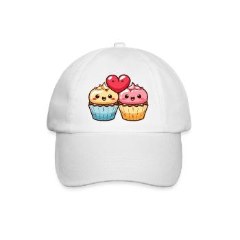 Muffin Paar Liebe Herz Valentinstag - Baseballkappe - Weiß/Weiß - Vorne
