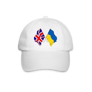 Flagge von England und Flagge Ukraine - Baseballkappe - Weiß/Weiß - Vorne