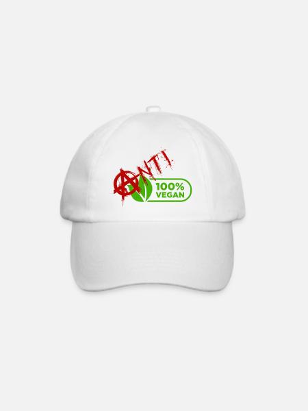 100% Anti Vegan - Baseballkappe - Weiß/Weiß